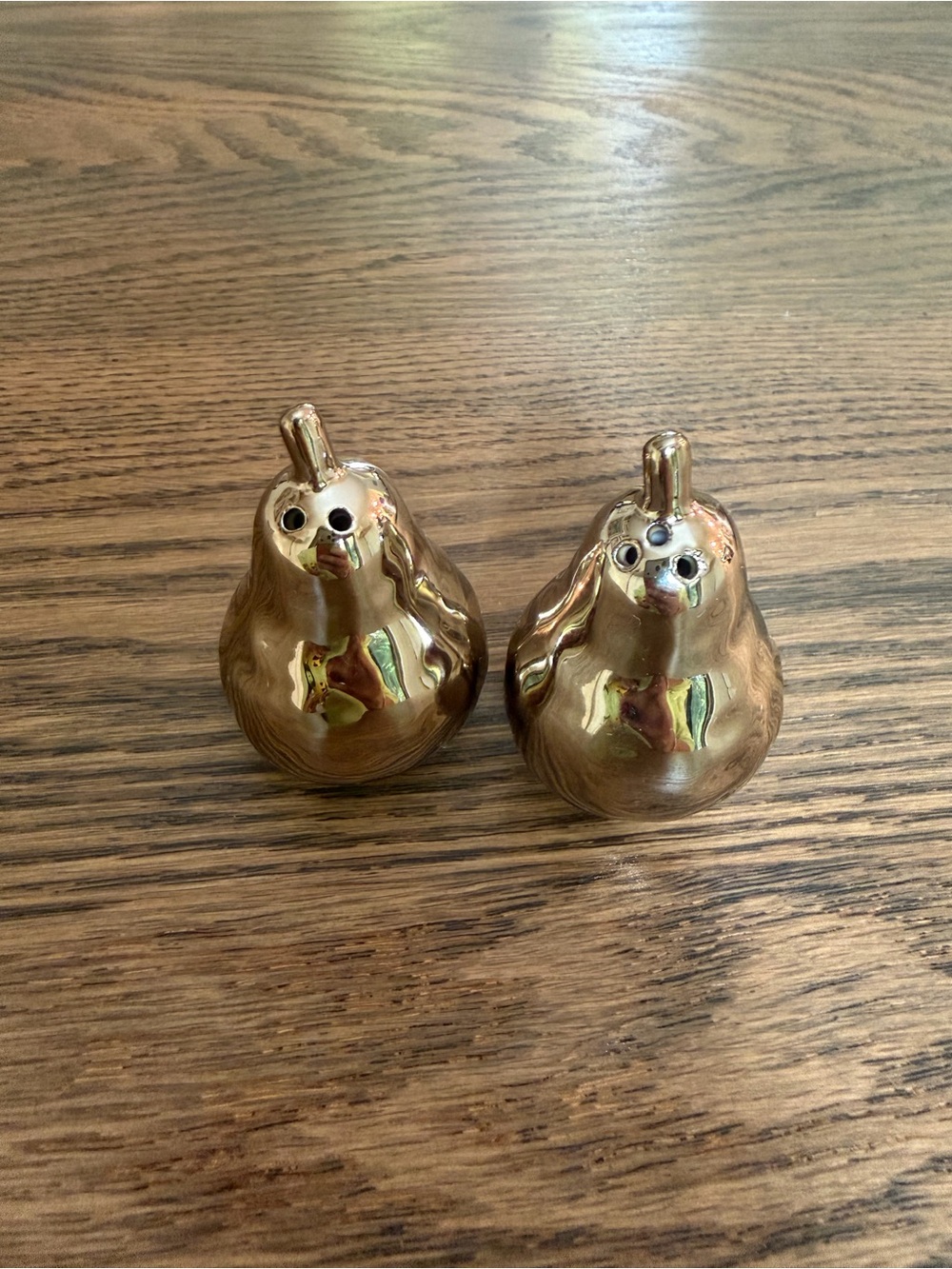 Gold Ceramic Pear Salt and Pepper Shakers